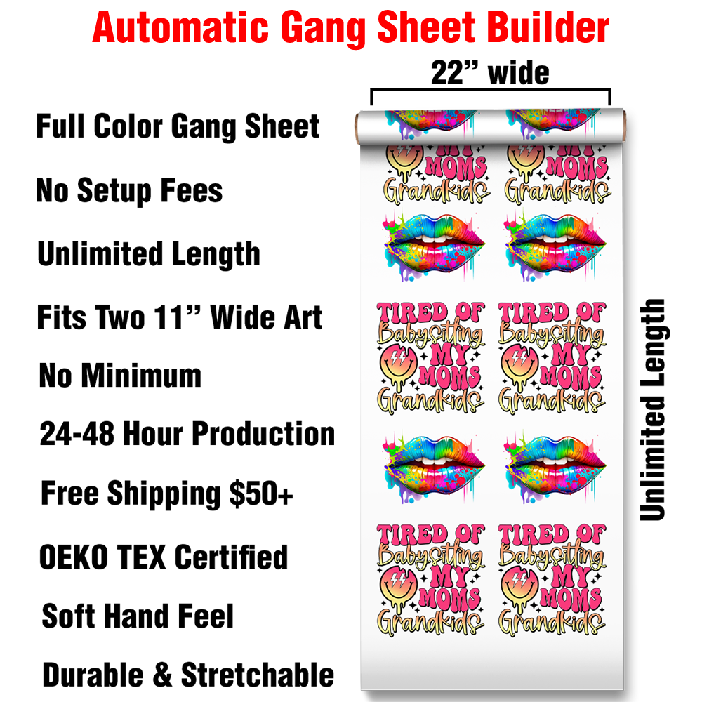 DTF Automatic Gang Sheet Builder - Full Color Heat Transfers