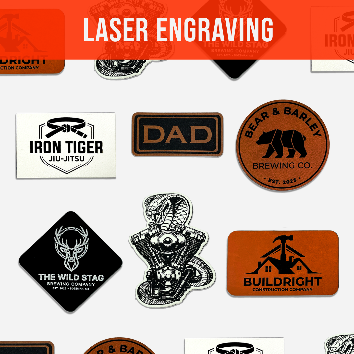 Custom Leatherette Patches (Engraved | UV Printed)