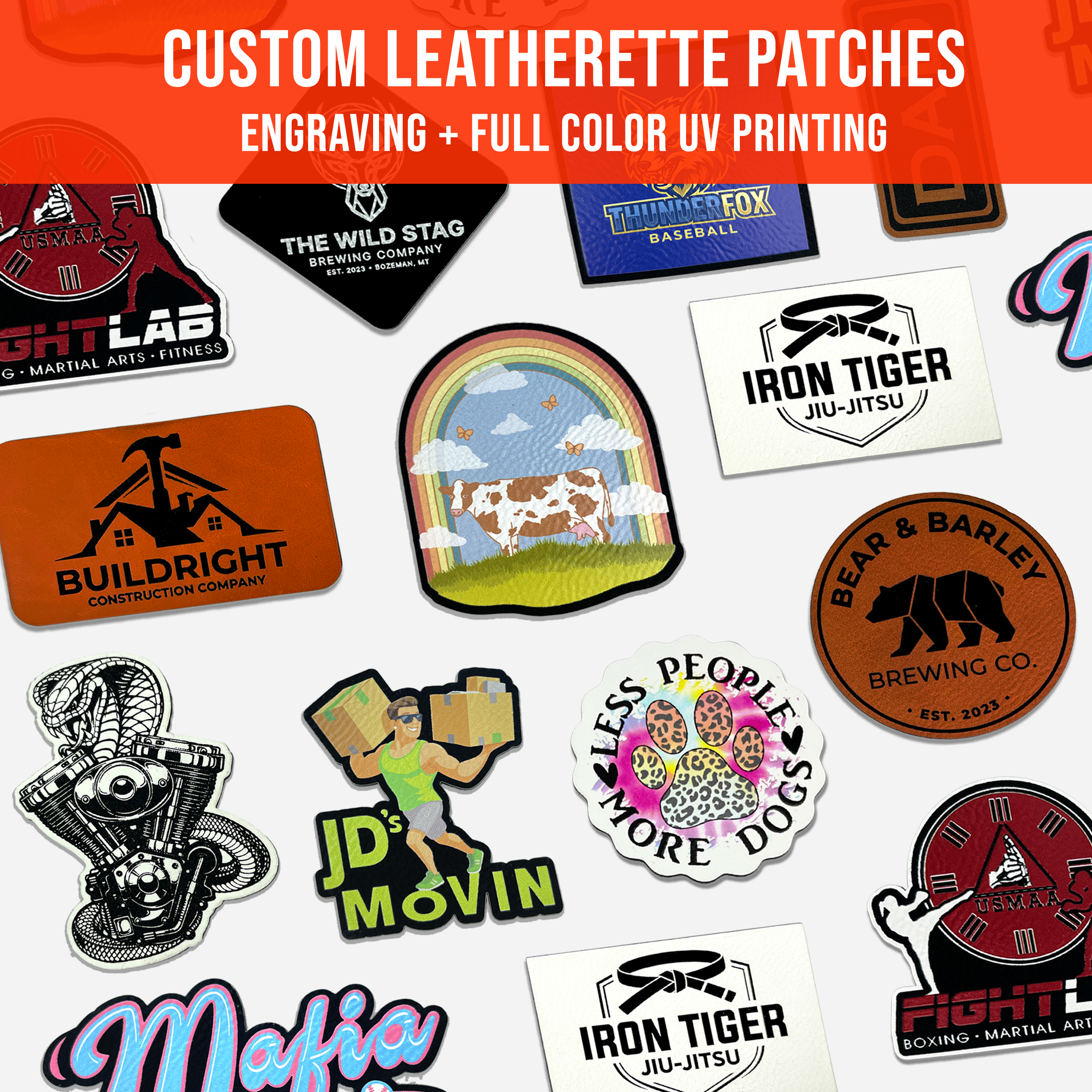 Custom Leatherette Patches (Engraved | UV Printed) – HeatTransfers.com