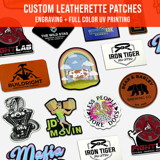 Custom Leatherette Patches (Engraved | UV Printed)